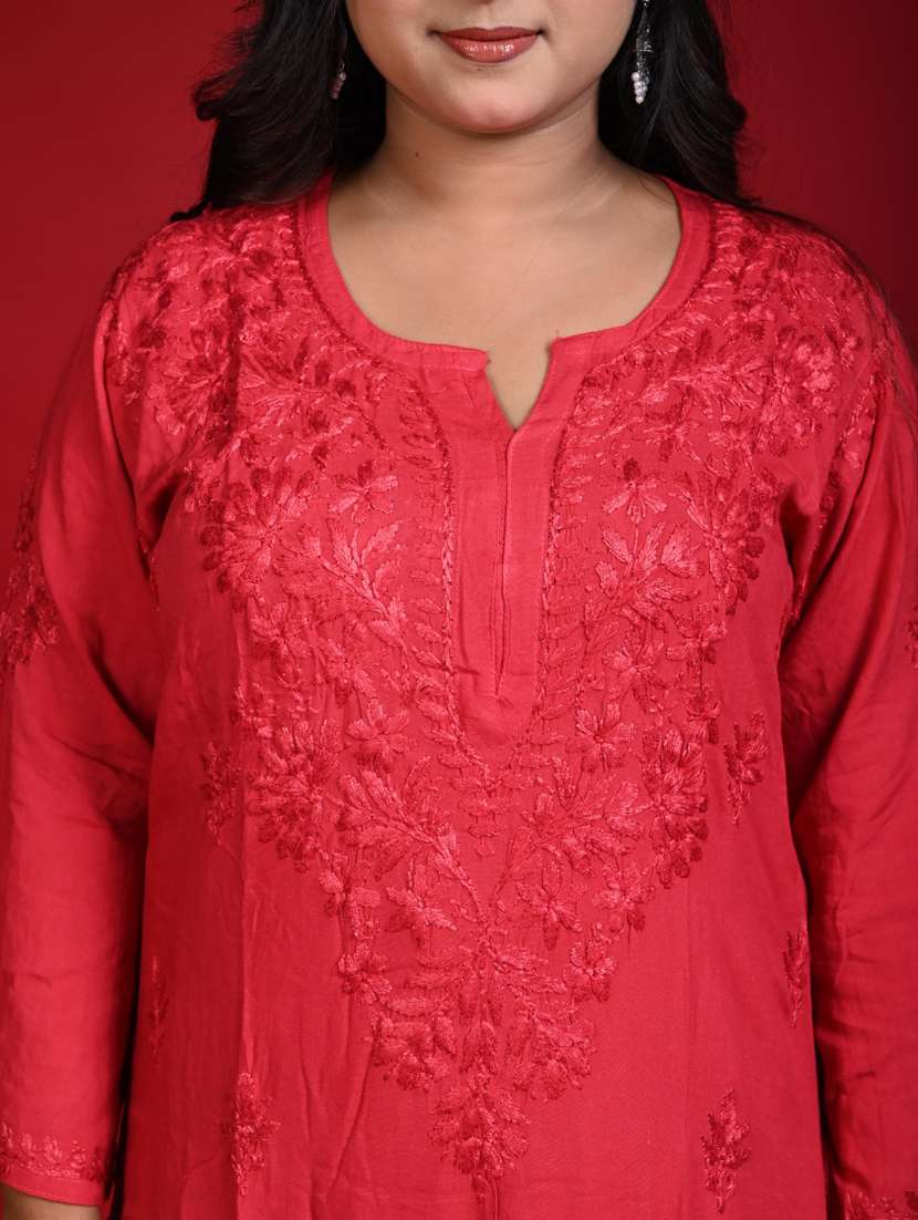 women solid with work long sleeve kurta palazzo set - 22268782 -  Standard Image - 4