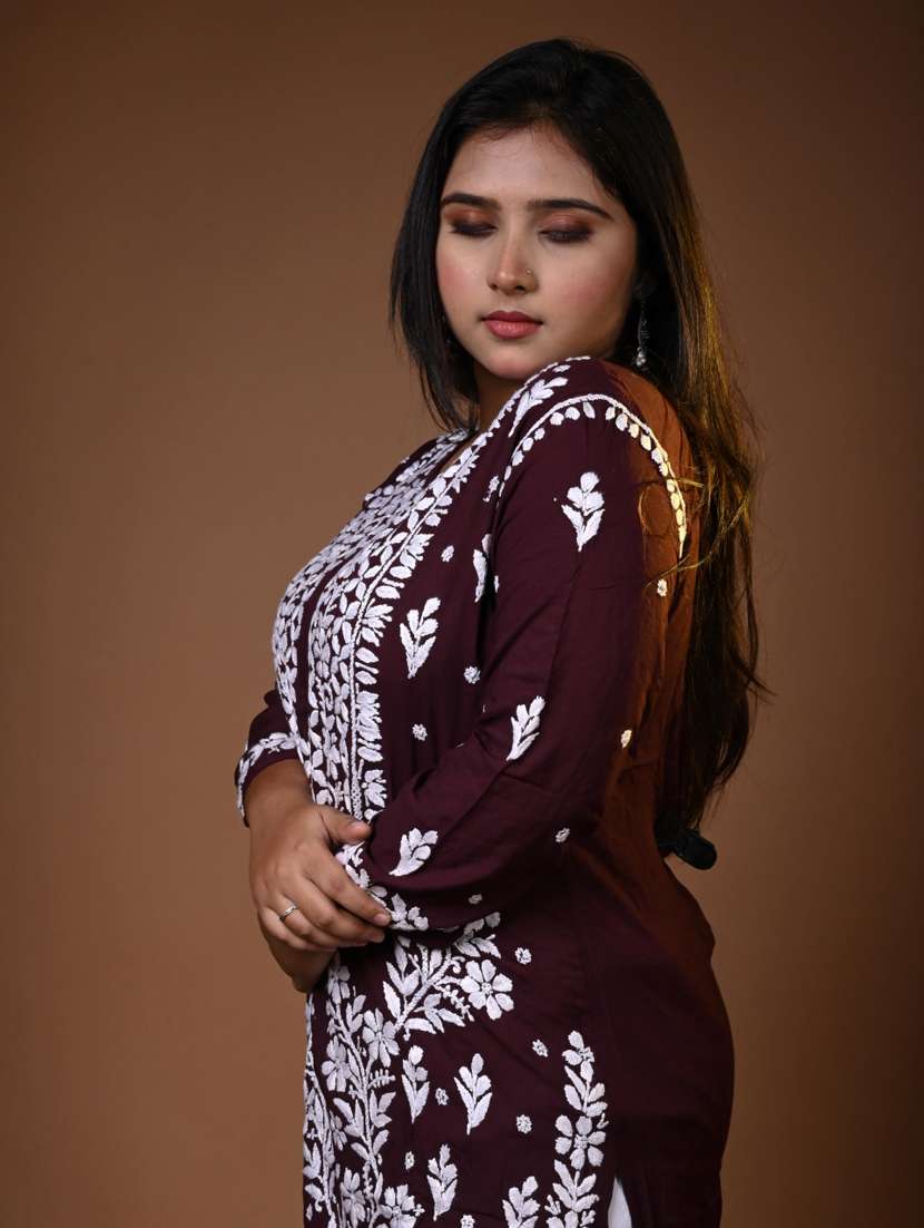 women solid with work long sleeve kurta pant set - 22268829 -  Standard Image - 1