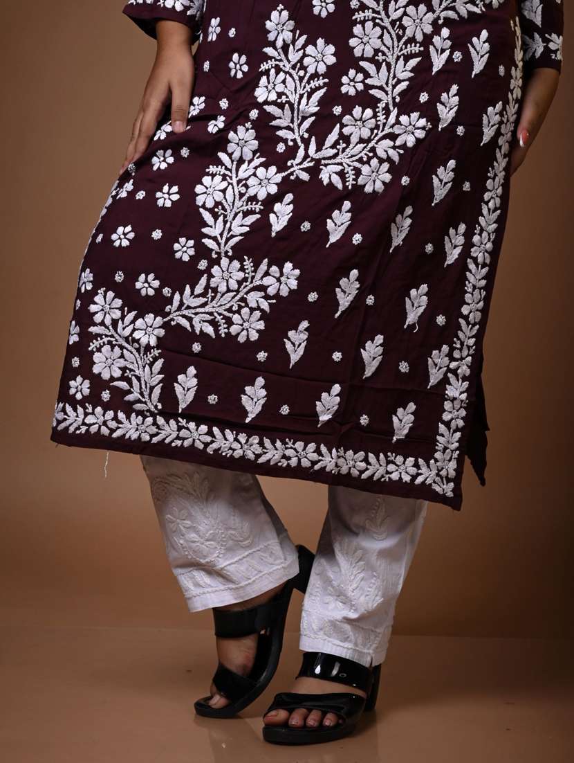 women solid with work long sleeve kurta pant set - 22268829 -  Standard Image - 4