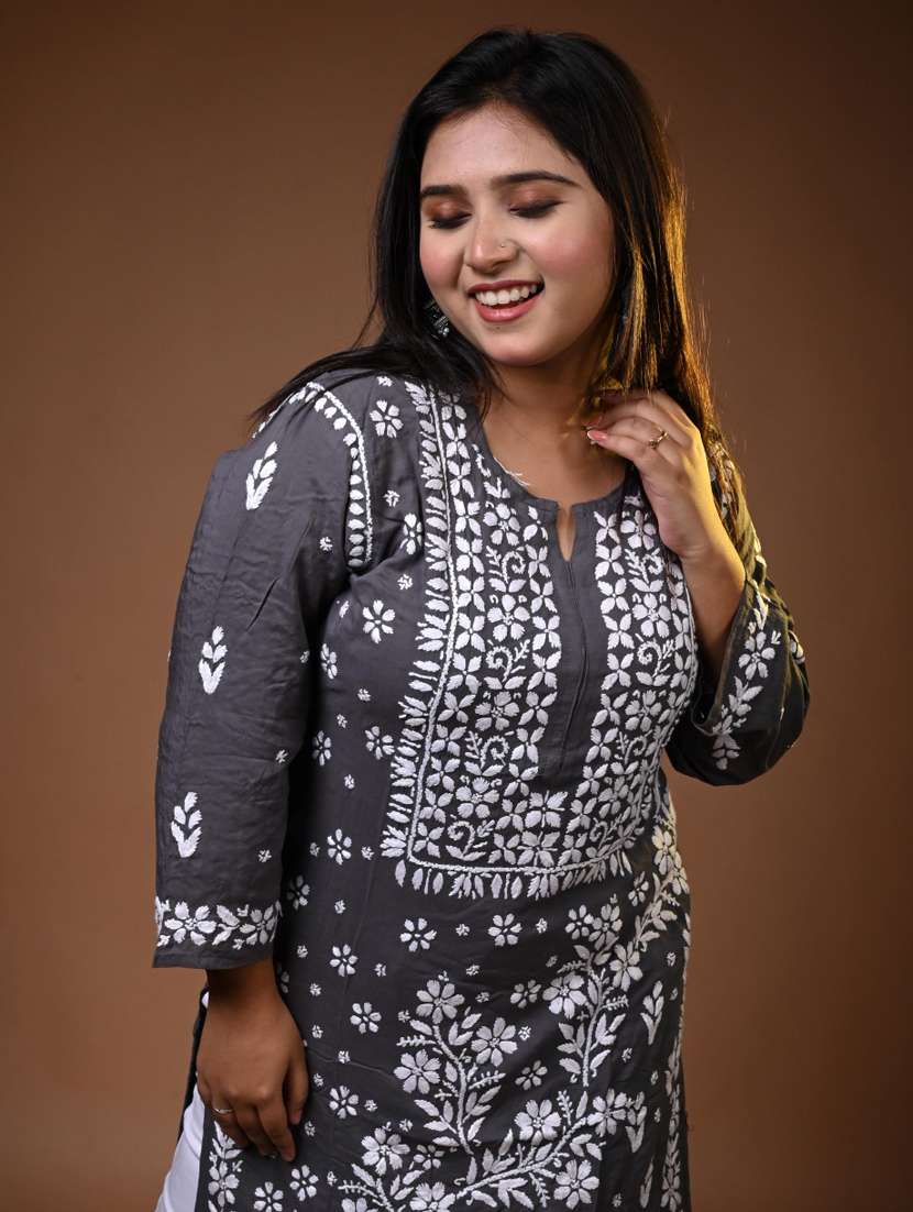 women solid with work long sleeve kurta pant set - 22268831 -  Standard Image - 1