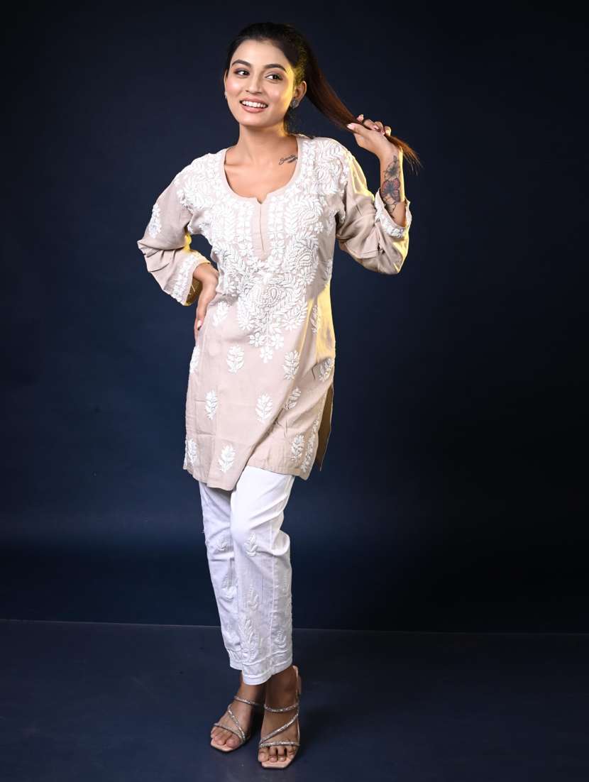 women solid with work long sleeve kurta pant set - 22268837 -  Standard Image - 1