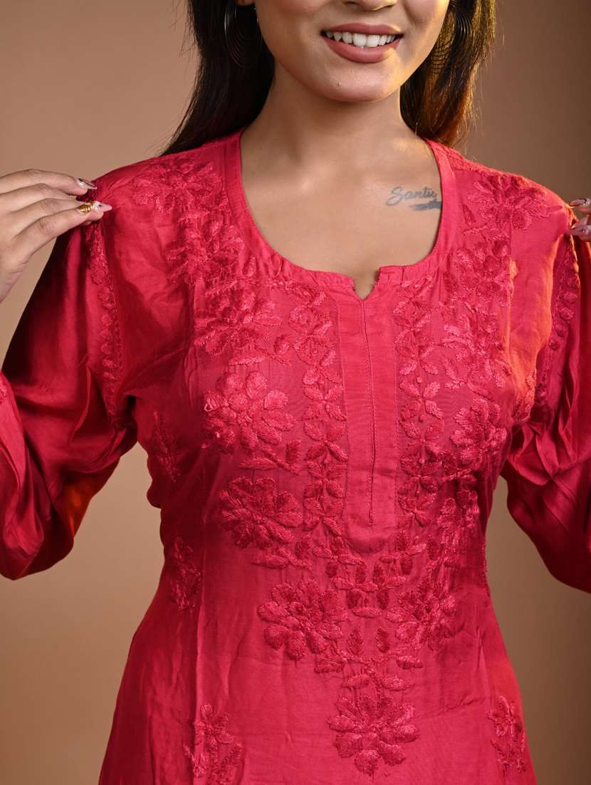 women solid with work long sleeve kurta pant set - 22268878 -  Standard Image - 4