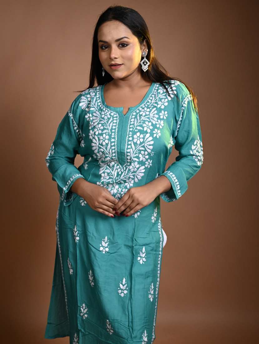 women solid with work long sleeve kurta pant set - 22268879 -  Standard Image - 1