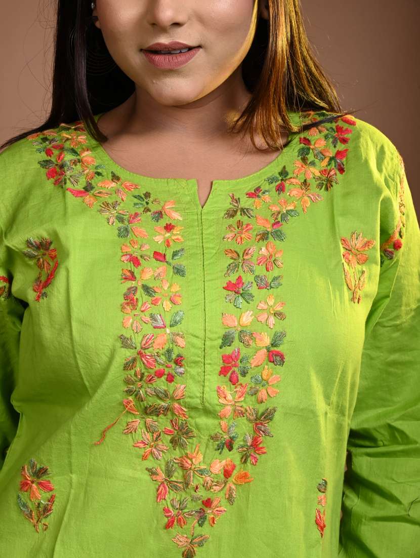 women solid with work long sleeve kurta pant set - 22268887 -  Standard Image - 4