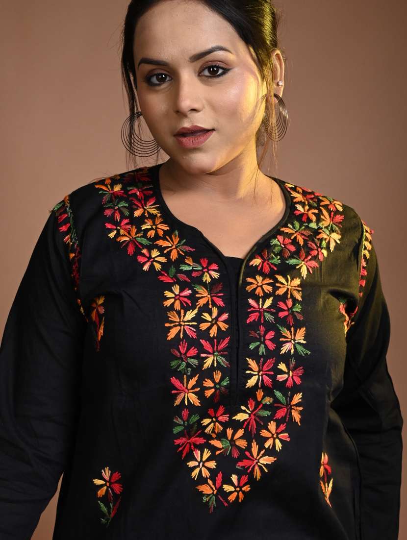 women solid with work long sleeve kurta pant set - 22268891 -  Standard Image - 4