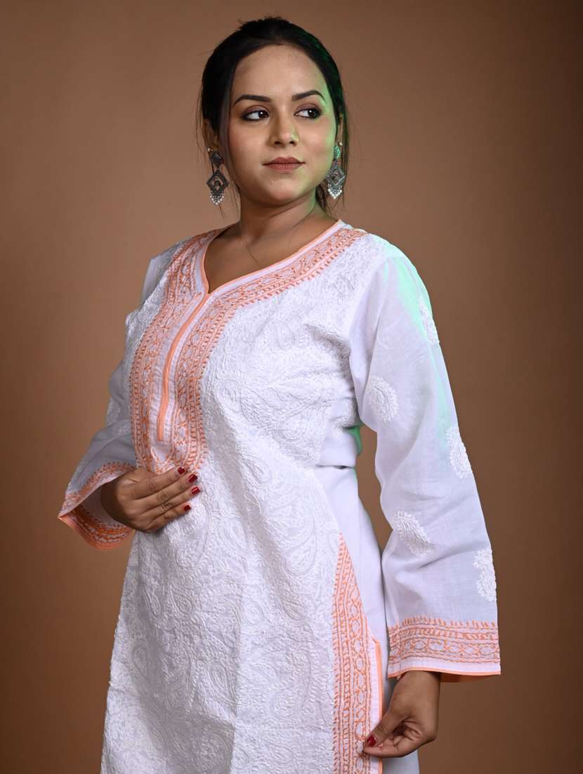 women solid with work long sleeve kurta pant set - 22268905 -  Standard Image - 1