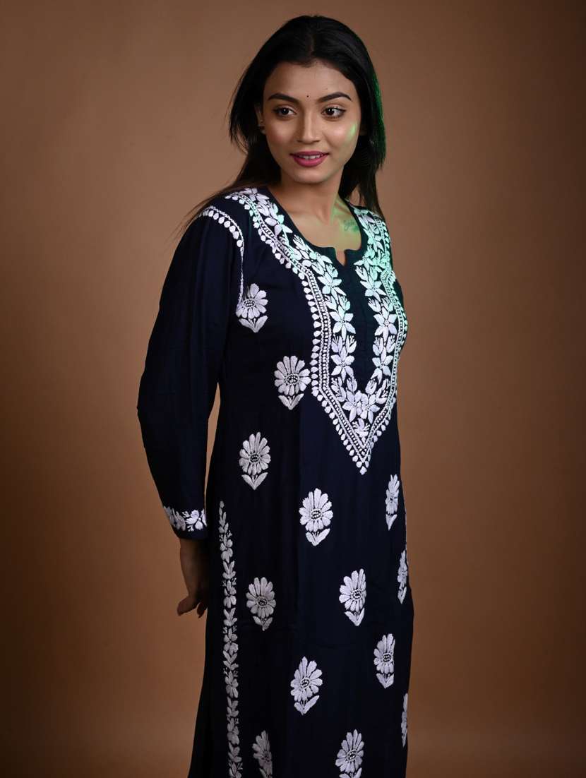 women solid with work notch neck kurta palazzo set - 22268914 -  Standard Image - 1