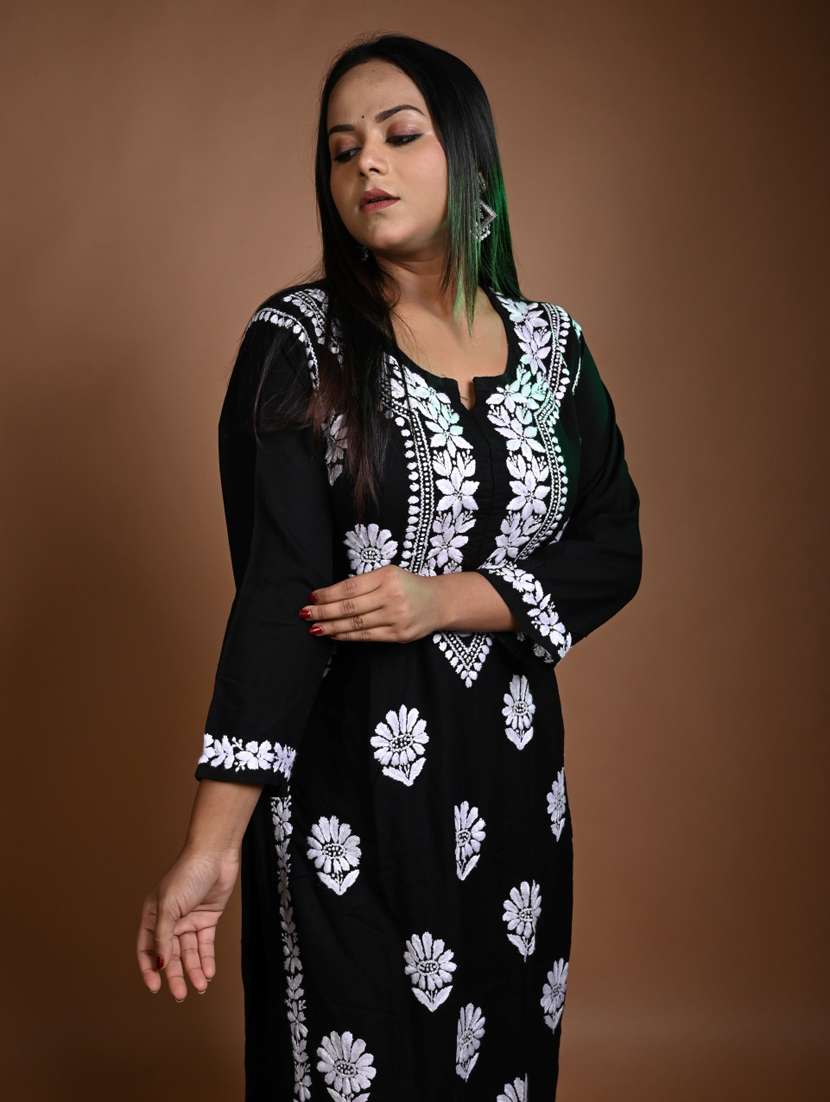 women solid with work notch neck kurta palazzo set - 22268918 -  Standard Image - 1