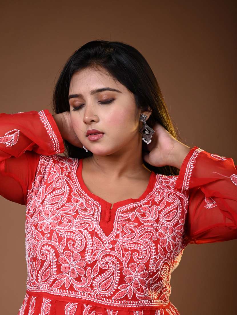 women solid with work long sleeve kurta pant with dupatta set - 22268929 -  Standard Image - 4