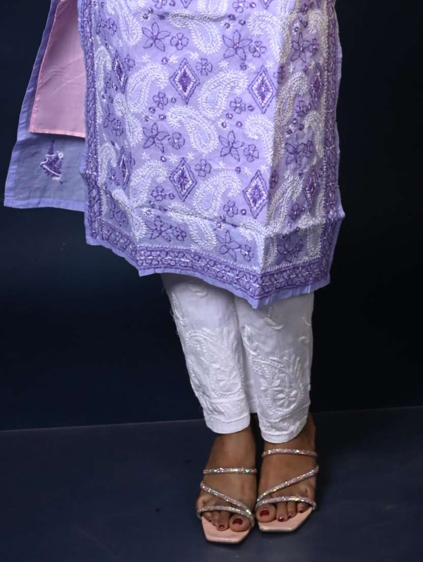 women solid with work long sleeve kurta pant with dupatta set - 22268948 -  Standard Image - 4