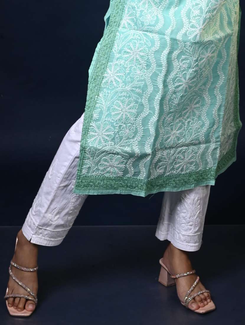 women solid with work long sleeve kurta pant with dupatta set - 22268955 -  Standard Image - 4