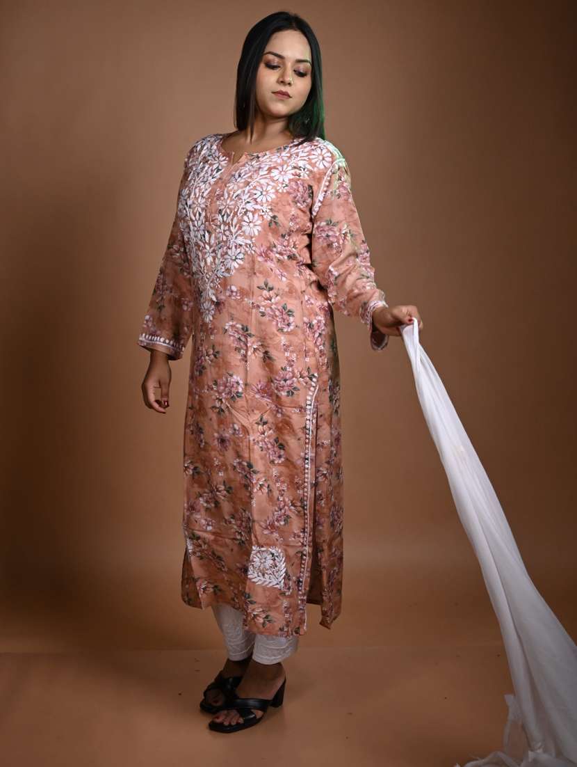 women floral long sleeve kurta pant with dupatta set - 22268993 -  Standard Image - 1