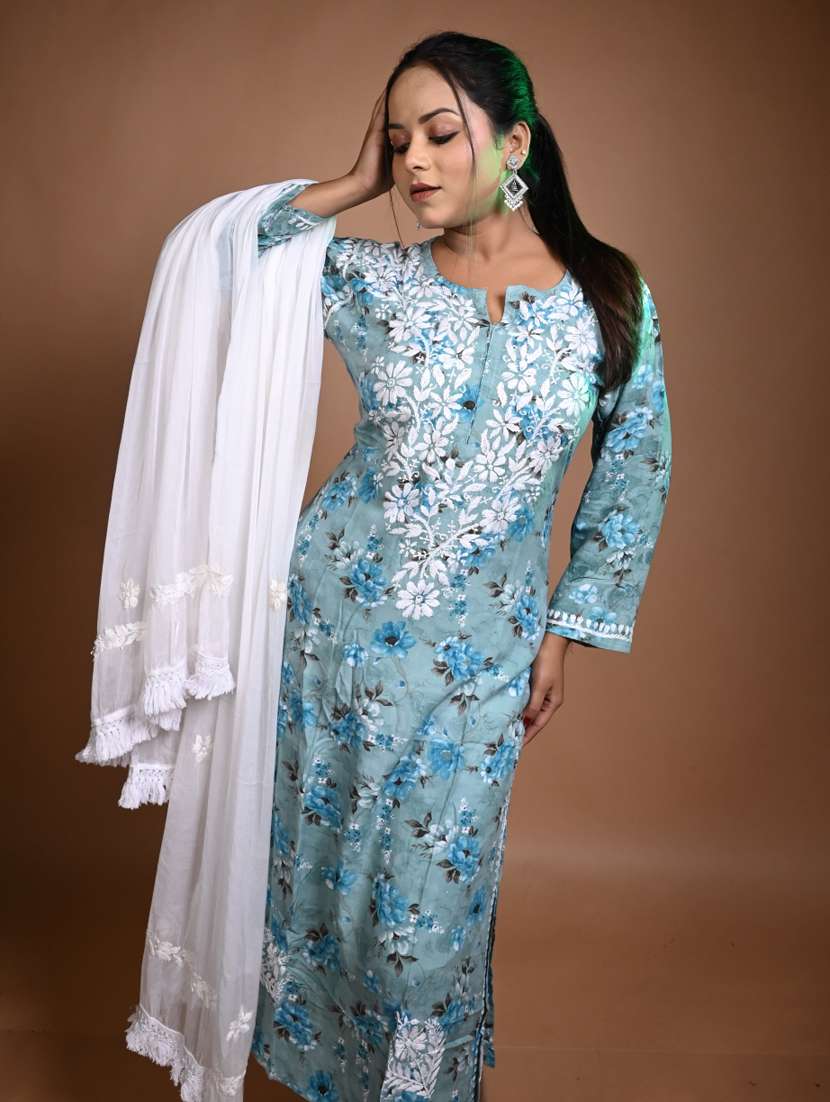 women floral long sleeve kurta pant with dupatta set - 22268995 -  Standard Image - 1