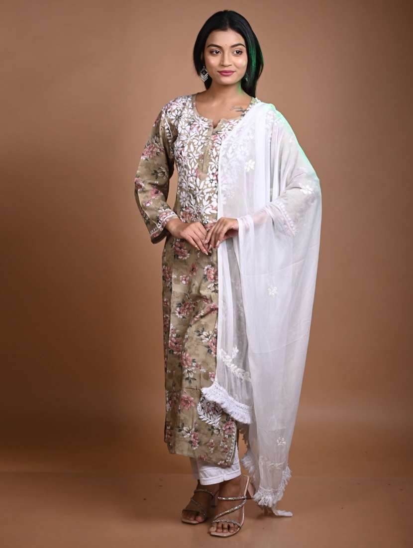 women floral long sleeve kurta pant with dupatta set - 22268996 -  Standard Image - 1
