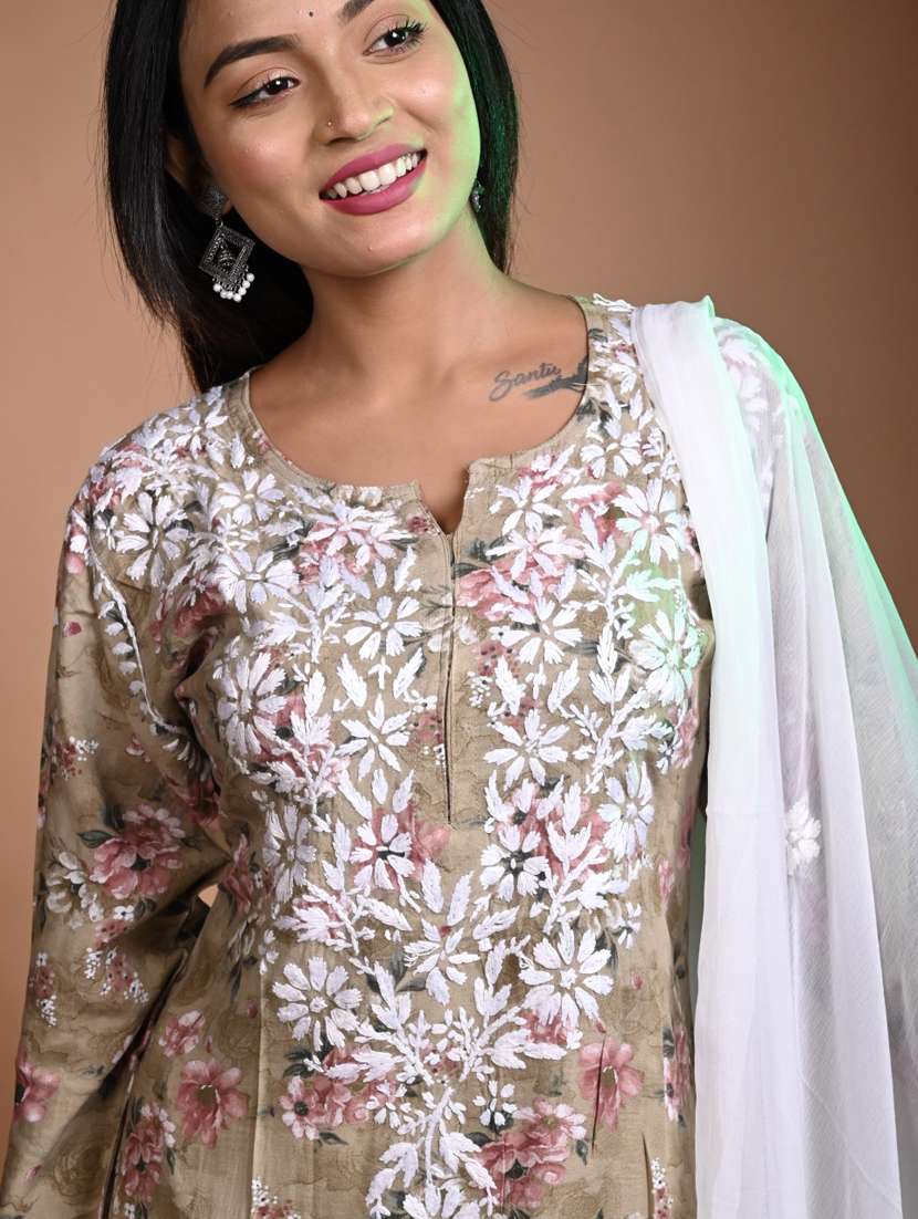 women floral long sleeve kurta pant with dupatta set - 22268996 -  Standard Image - 4