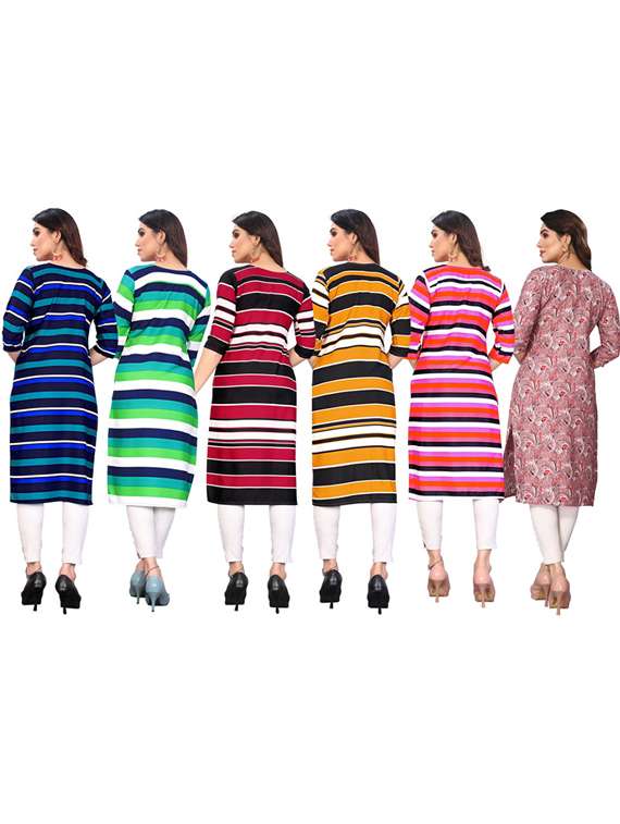 women pack of 6 printed straight kurta - 22269003 -  Standard Image - 6