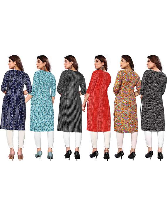 multi colored crepe straight kurta - 22269018 -  Standard Image - 6