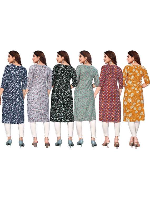 women pack of 6 printed straight kurta - 22269043 -  Standard Image - 6