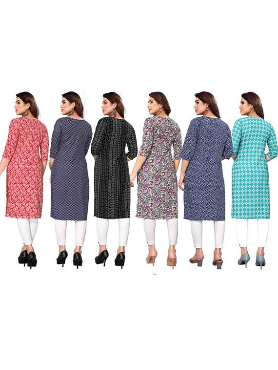 women pack of 6 printed straight kurta - 22269056 -  Standard Image - 6
