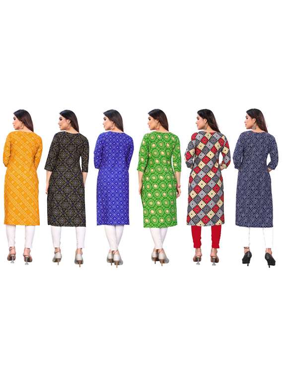 women pack of 6 printed straight kurta - 22269059 -  Standard Image - 6
