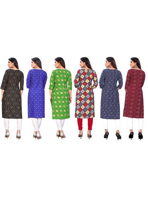 women pack of 6 printed straight kurta - 22269113 -  Standard Image - 6