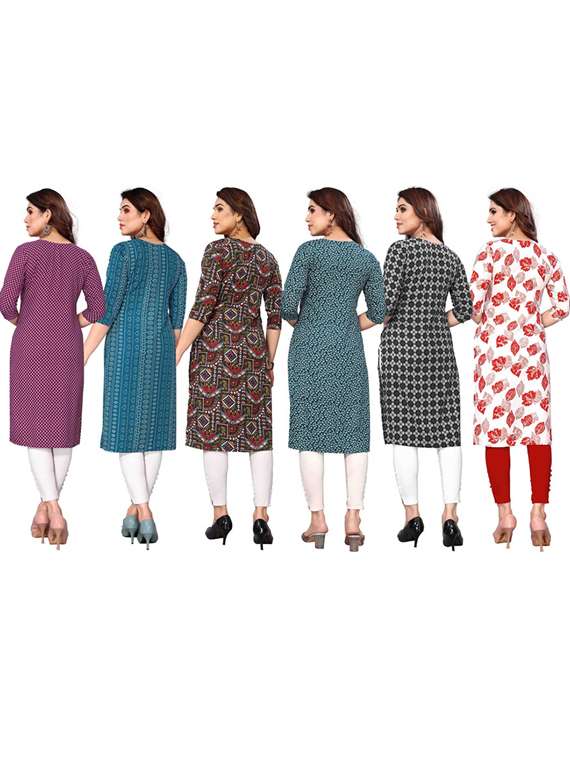 women pack of 6 printed straight kurta - 22269181 -  Standard Image - 6