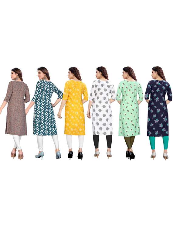 women pack of 6 printed straight kurta - 22269193 -  Standard Image - 6