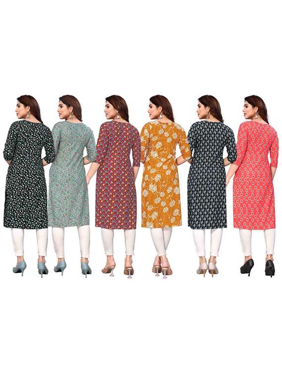 women pack of 6 printed straight kurta - 22269241 -  Standard Image - 6