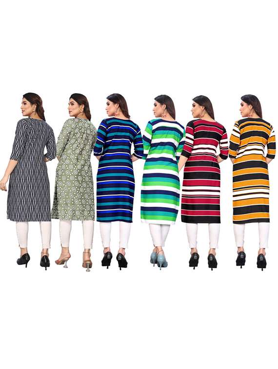 women pack of 6 printed straight kurta - 22269246 -  Standard Image - 6
