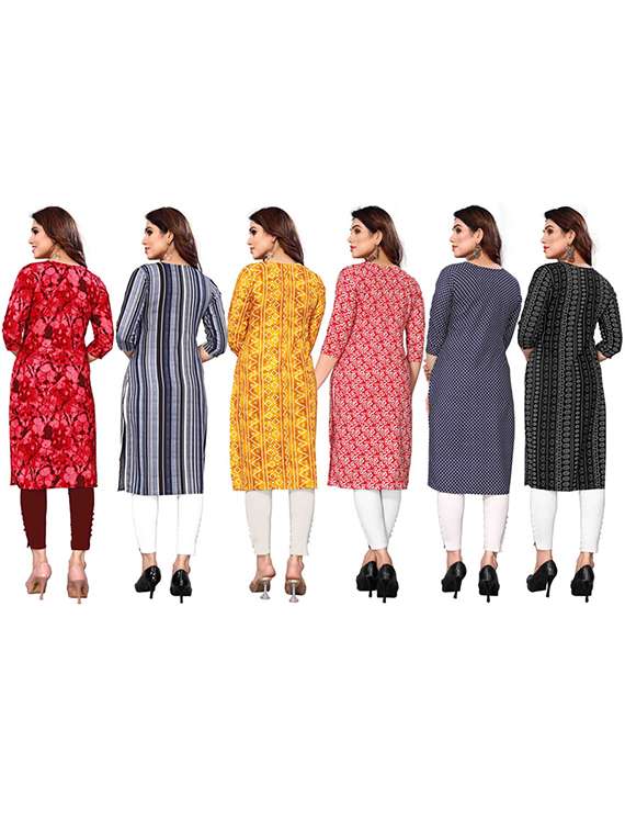 women pack of 6 printed straight kurta - 22269281 -  Standard Image - 6