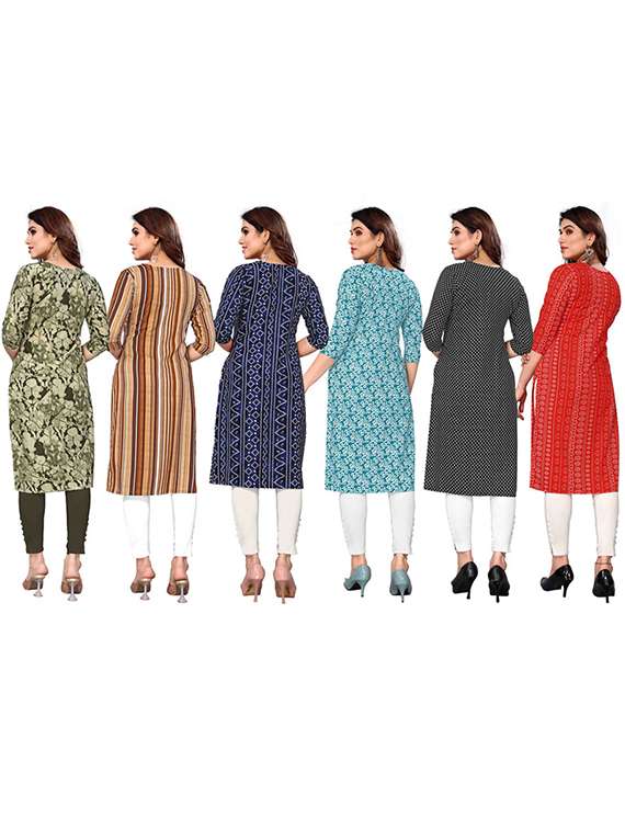 women pack of 6 printed straight kurta - 22269297 -  Standard Image - 6