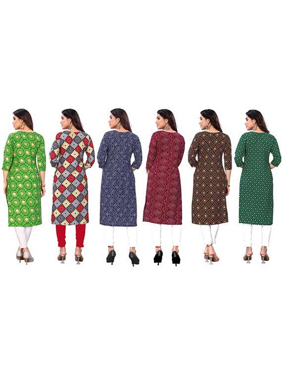 women pack of 6 printed straight kurta - 22269329 -  Standard Image - 6