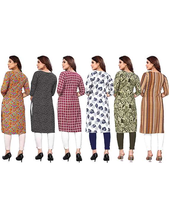 women pack of 6 printed straight kurta - 22269342 -  Standard Image - 6