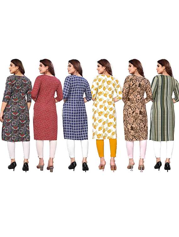 women pack of 6 printed straight kurta - 22269359 -  Standard Image - 6