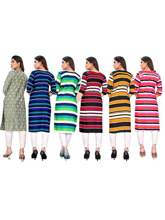women pack of 6 printed straight kurta - 22269390 -  Standard Image - 6