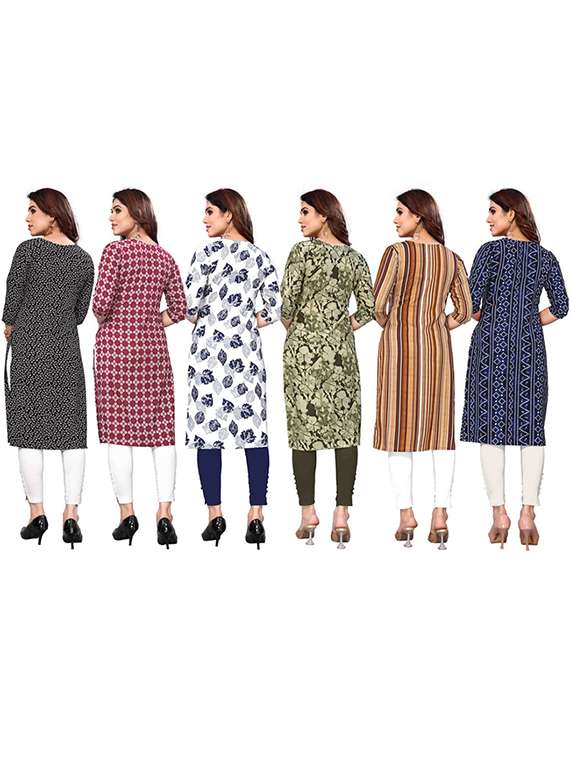 women pack of 6 printed straight kurta - 22269441 -  Standard Image - 6