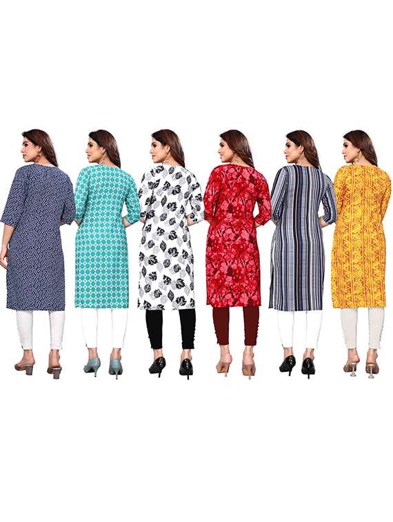 women pack of 6 printed straight kurta - 22269461 -  Standard Image - 6