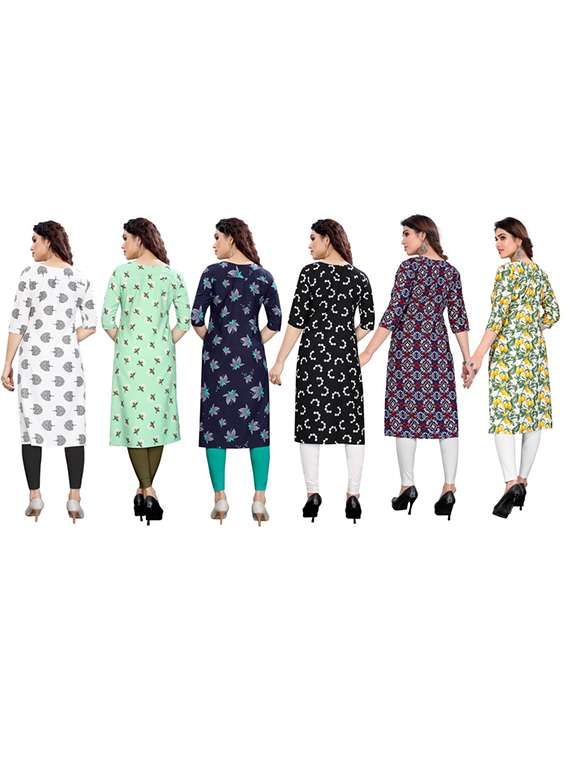 women pack of 6 printed straight kurta - 22269490 -  Standard Image - 6