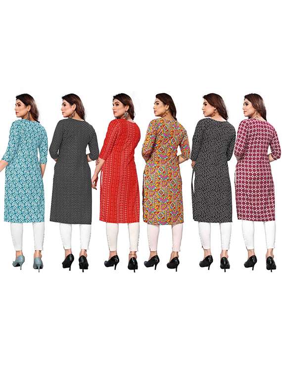women pack of 6 printed straight kurta - 22269504 -  Standard Image - 6