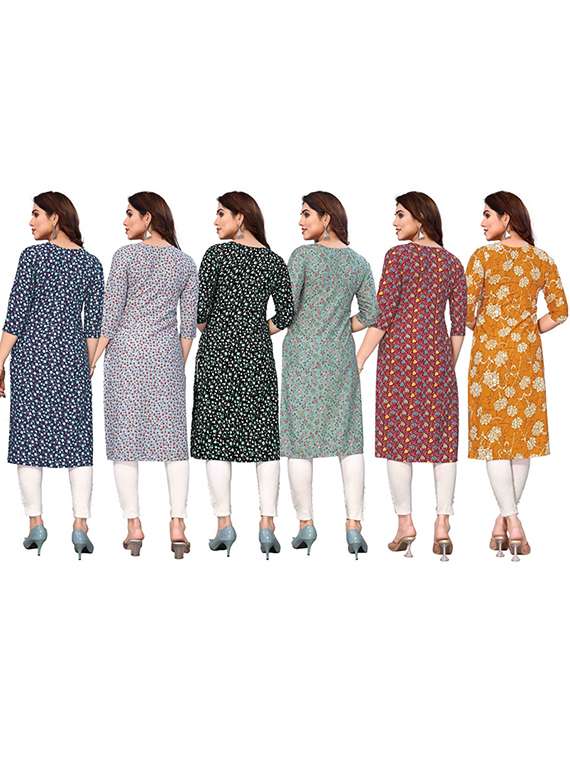 women pack of 6 printed straight kurta - 22269511 -  Standard Image - 6