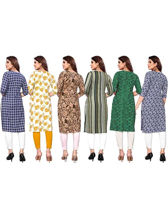women pack of 6 printed straight kurta - 22269512 -  Standard Image - 6
