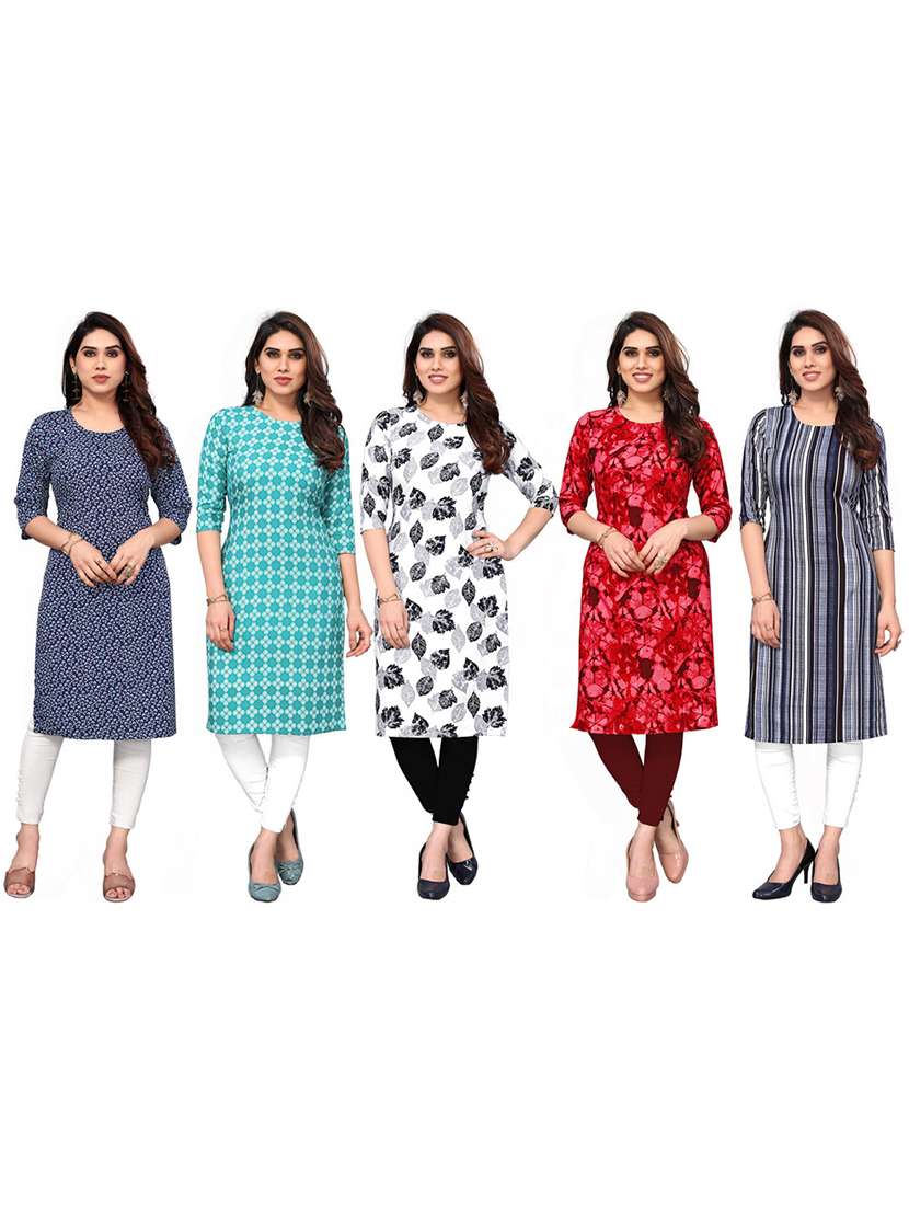 women pack of 5 printed straight kurta - 22269552 -  Standard Image - 6