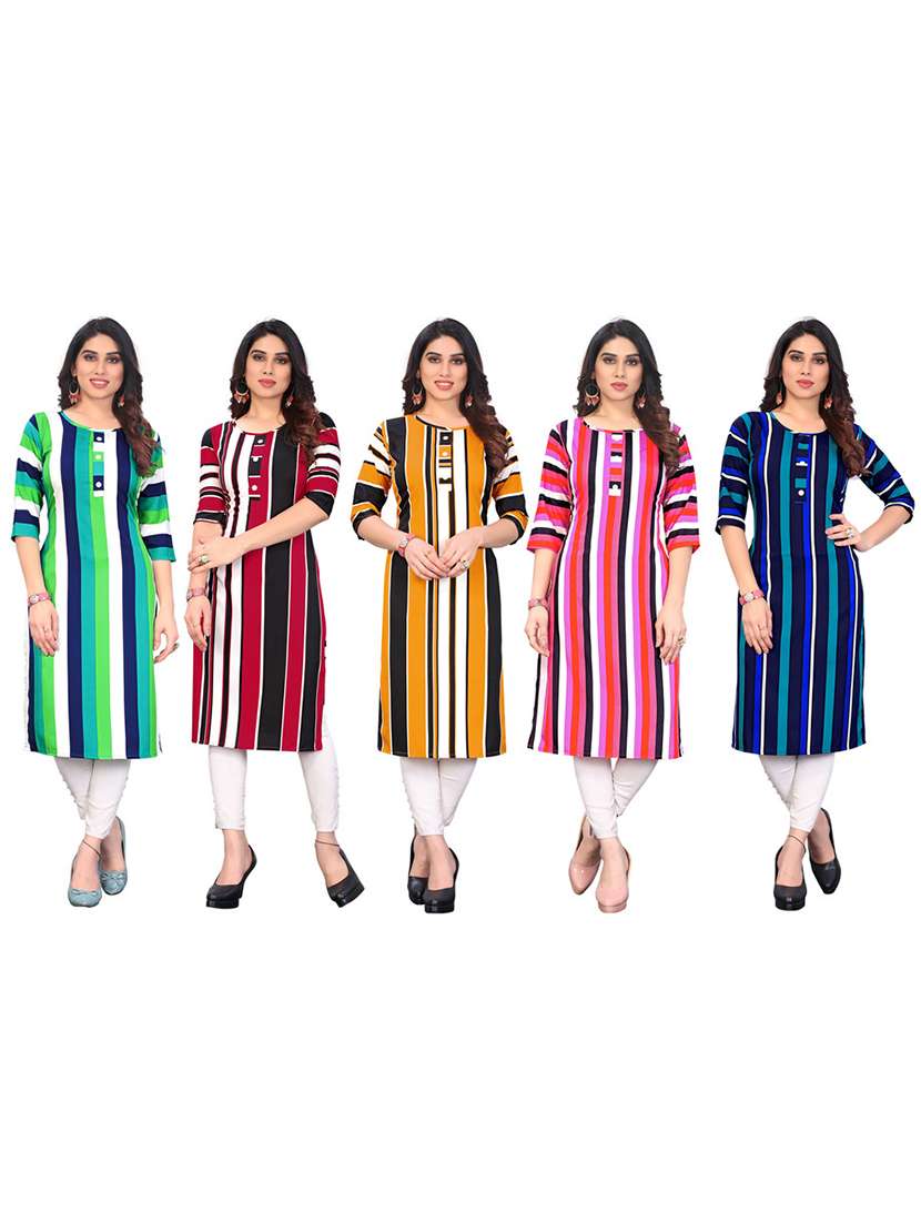 women pack of 5 printed straight kurta - 22269568 -  Standard Image - 6