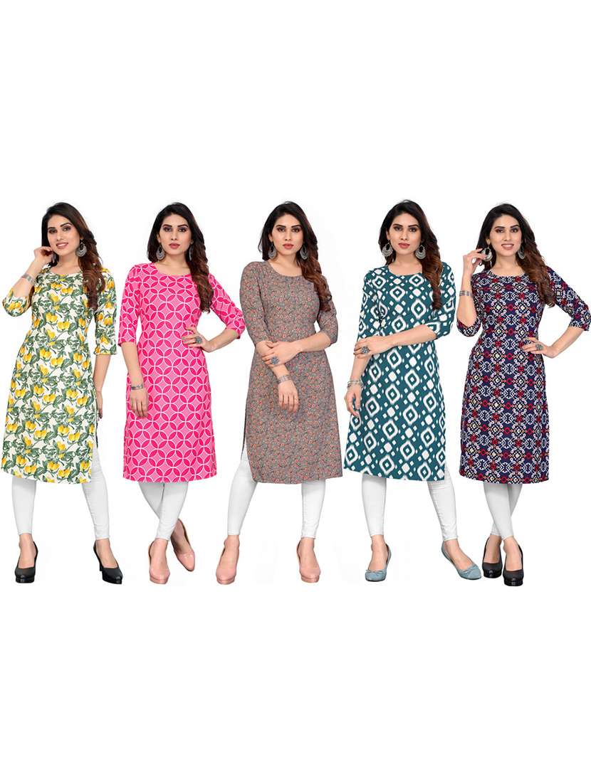 women pack of 5 printed straight kurta - 22269584 -  Standard Image - 6