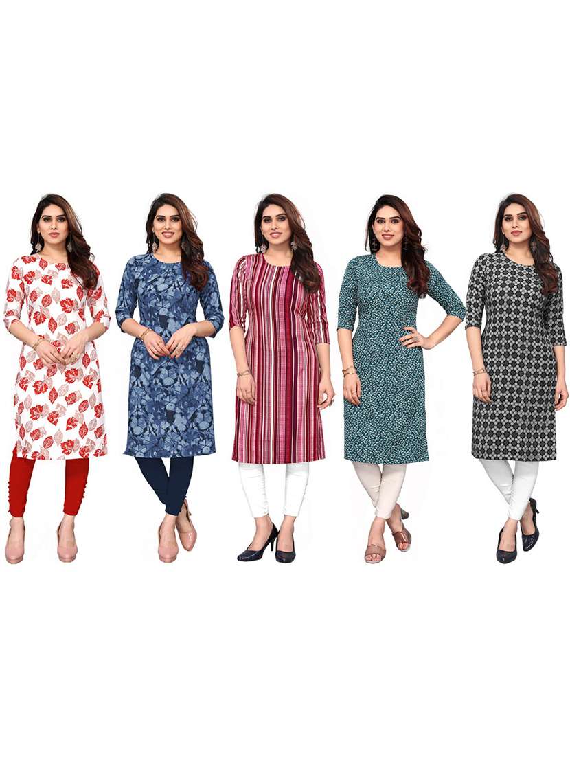women pack of 5 printed straight kurta - 22269601 -  Standard Image - 6