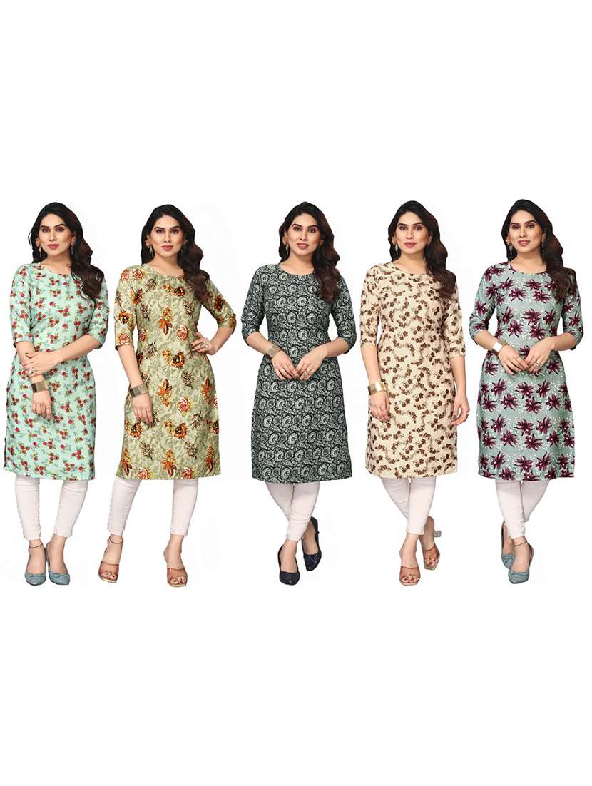 women pack of 5 printed straight kurta - 22269638 -  Standard Image - 6