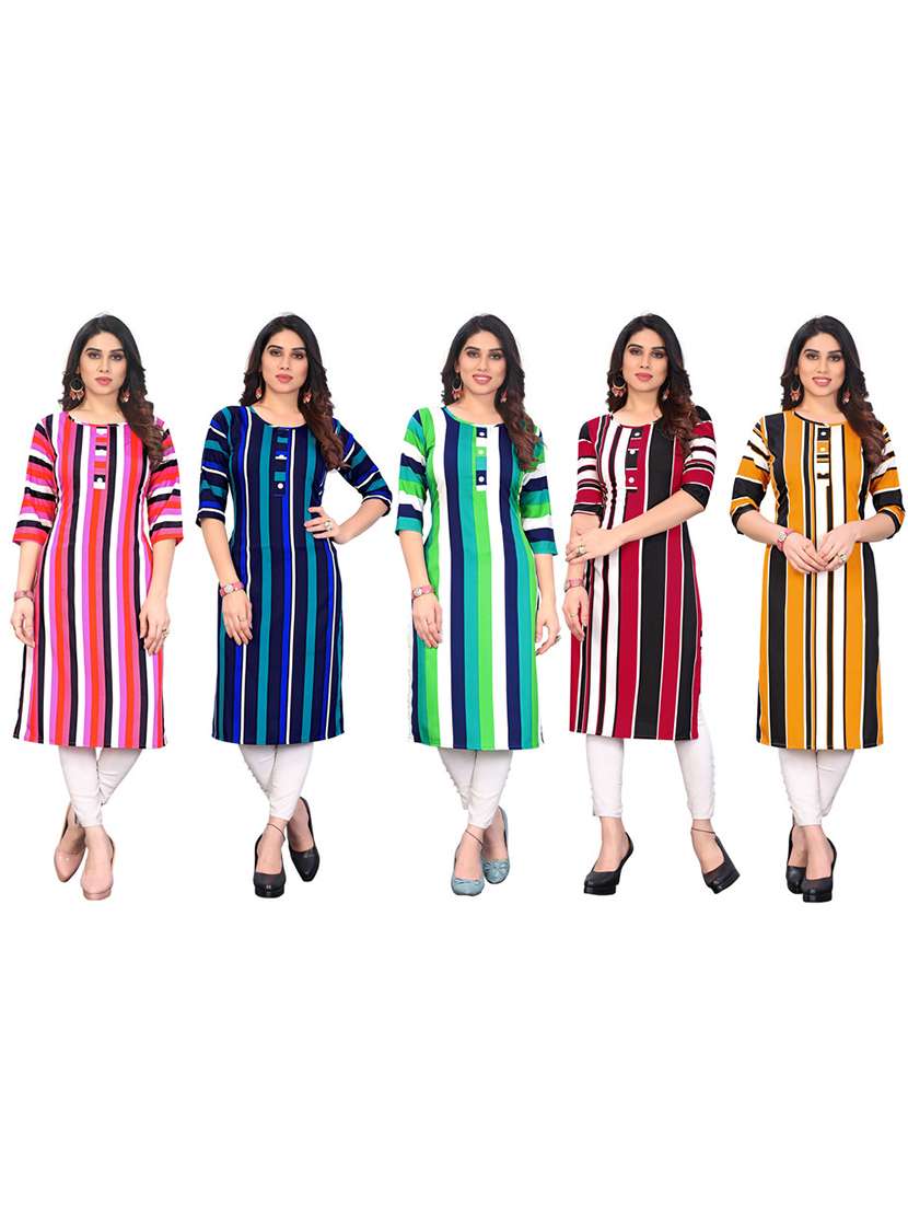 women pack of 5 printed straight kurta - 22269643 -  Standard Image - 6