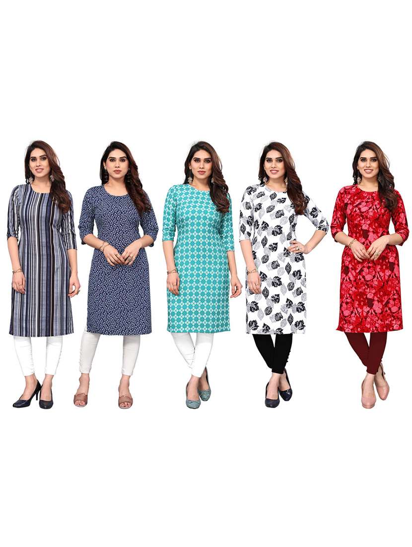 women pack of 5 printed straight kurta - 22269652 -  Standard Image - 6
