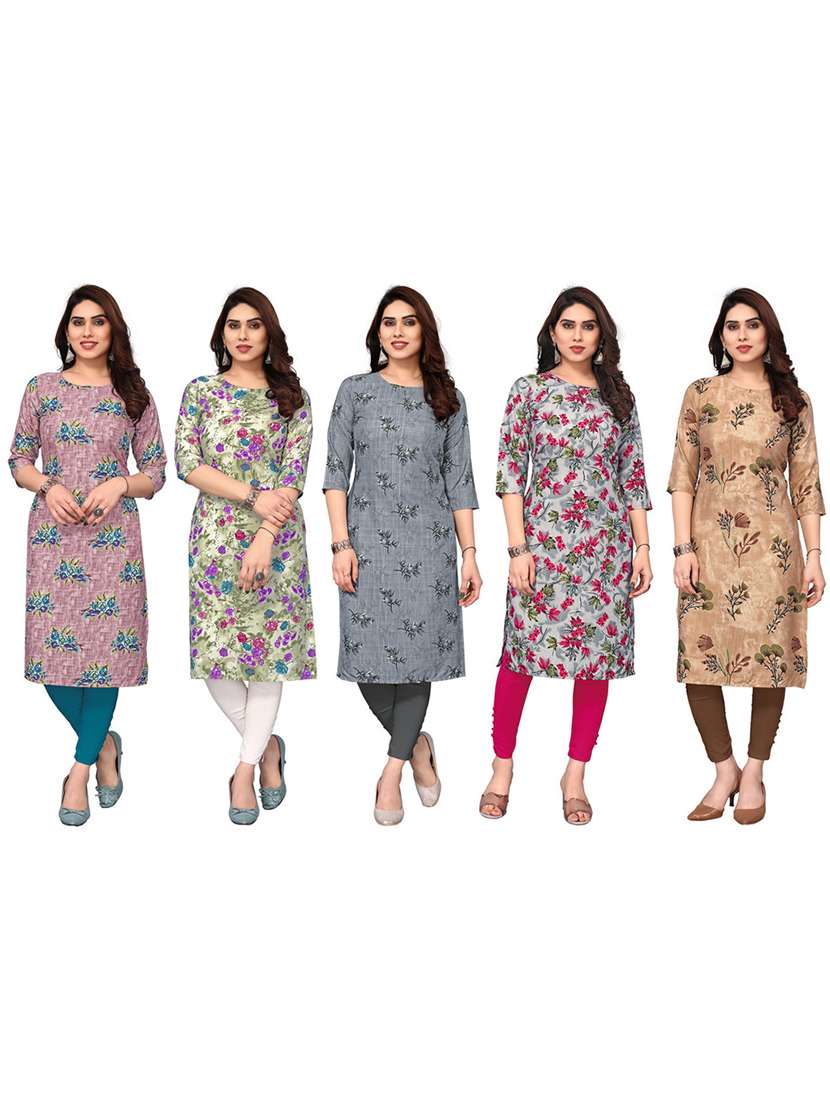 women pack of 5 printed straight kurta - 22269661 -  Standard Image - 6