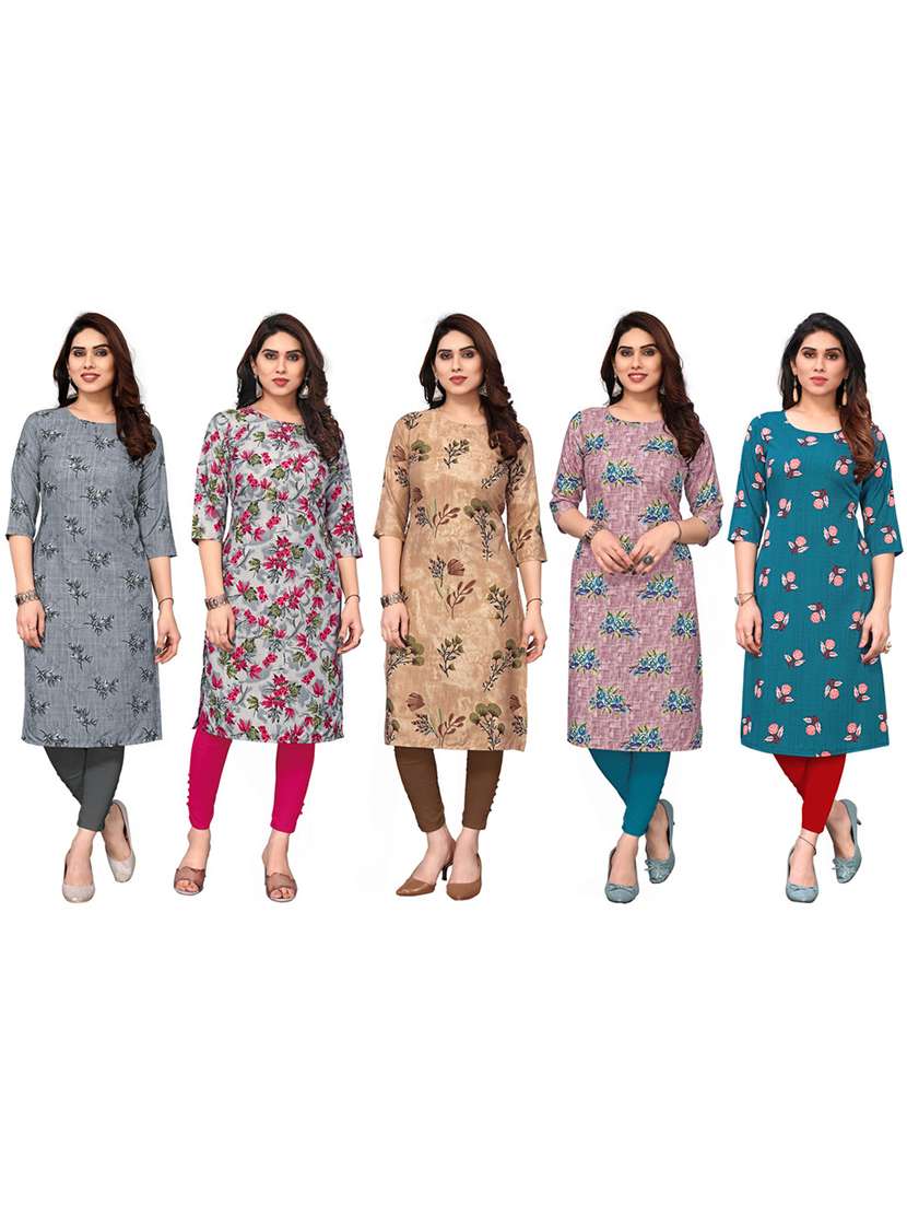 women pack of 5 printed straight kurta - 22269701 -  Standard Image - 6